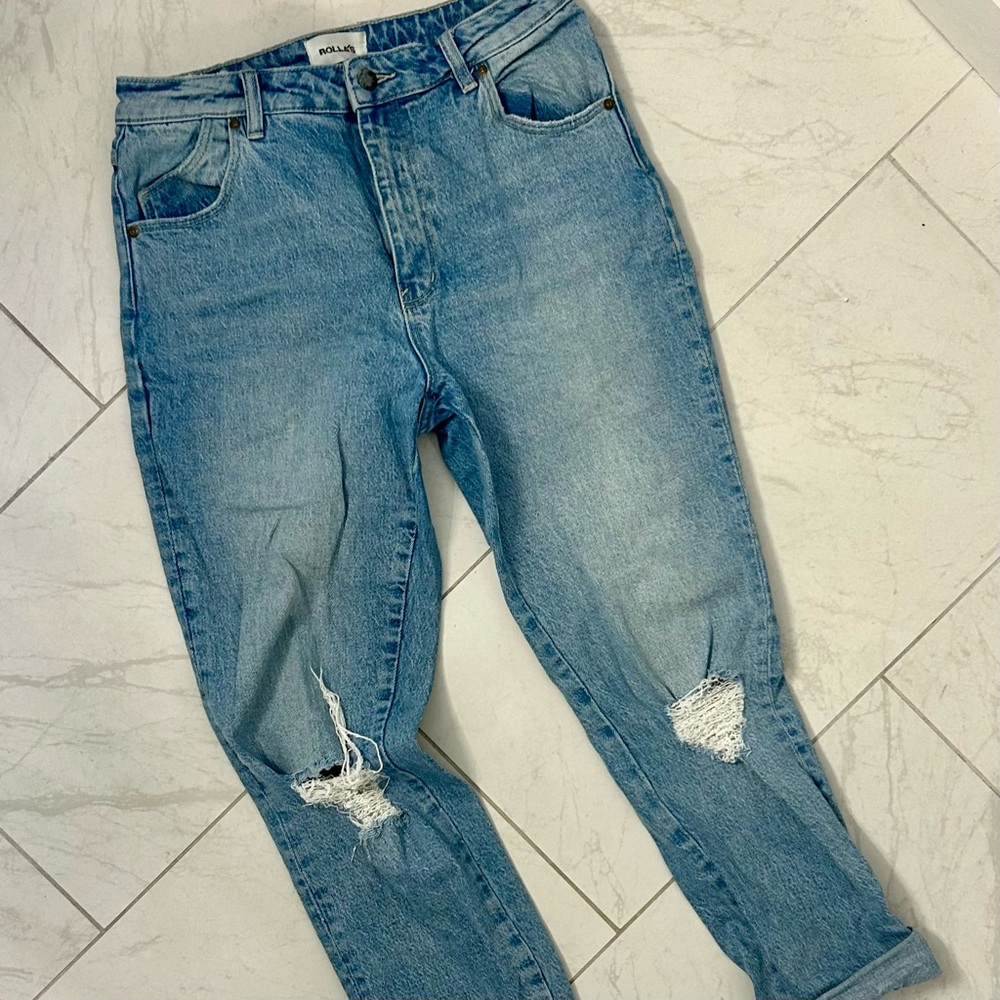 ROLLA'S Light Blue Distressed Boyfriend Jeans